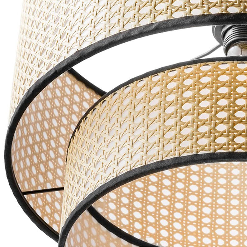 WalmHomie Rattan Lampshade Flush Mount Ceiling Light Etsy