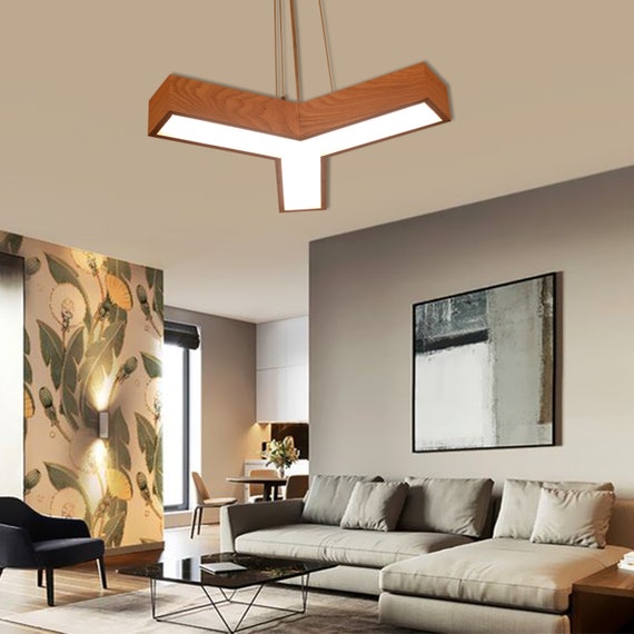 Herringbone Wood Lamps Wood Pendant Light Wooden Lampshade Ceiling Lamp Shade Irregular Modern Chandelier Nature Light Fixture Hanging Light