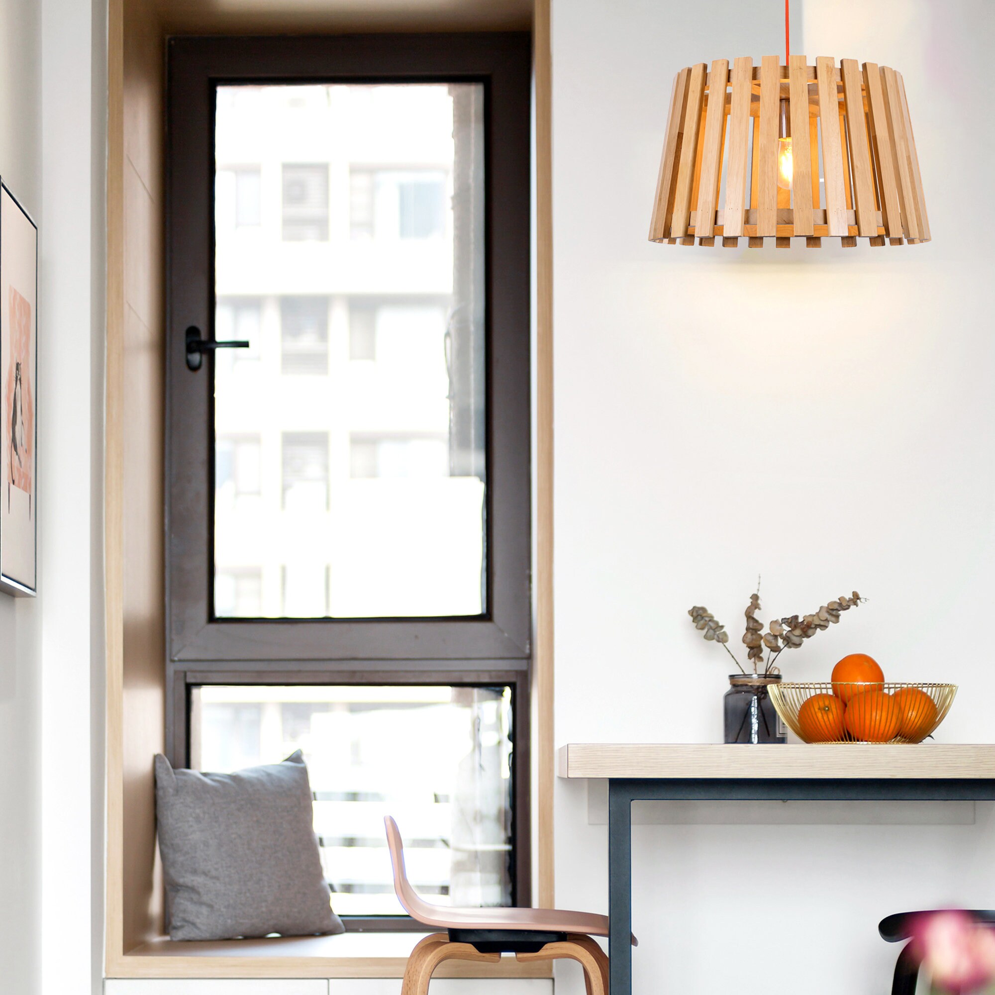 Plug In Rattan Pendant LightFence Ceiling Light ShadeWooden Etsy