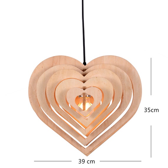 Heart Ceiling Light Shade Wood Pendant Lightstereoscopic Etsy