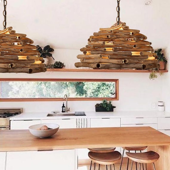 Solid Wooden Stick Ceiling Light Shadefire Wood Pendant - Wood Stick Pendant Light