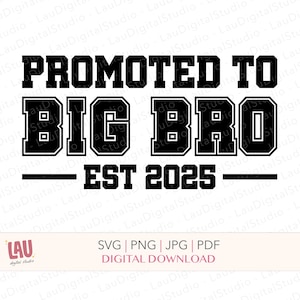 Promoted to Big Bro - SVG PNG JPG digital download - pregnancy announcement svg cut file - baby announcement - big brother announcement