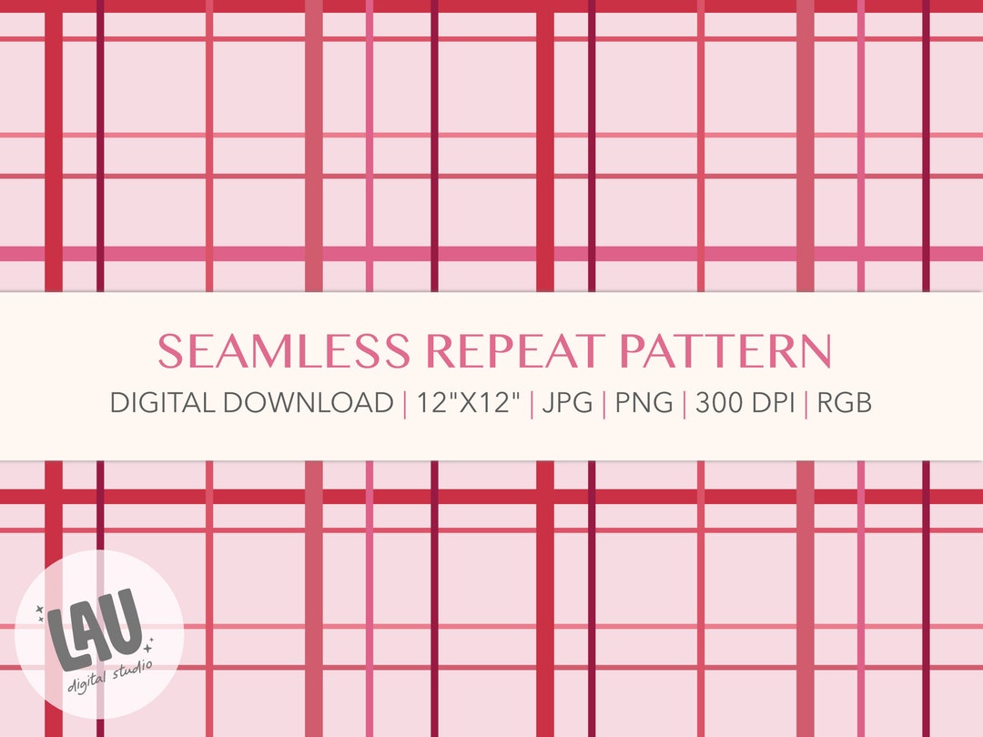 Valentines Day Pink Plaid Grid Pattern Seamless Repeat Pattern for ...