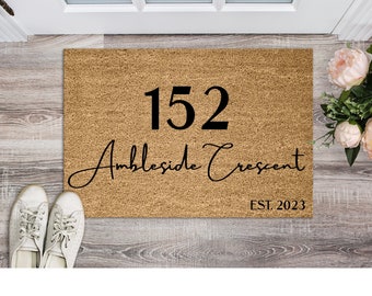 Address Doormat, Custom Doormat, New Home Gift, Doormat Handmade Doormat