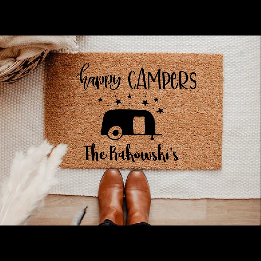 Happy Camper Doormat, Trailer Doormat, Camping Doormat, Funny Doormat