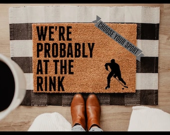 Hockey Rink Doormat, Sport Doormat, Personalize, Probably at the rink, Doormat, Winter Doormat, Sports