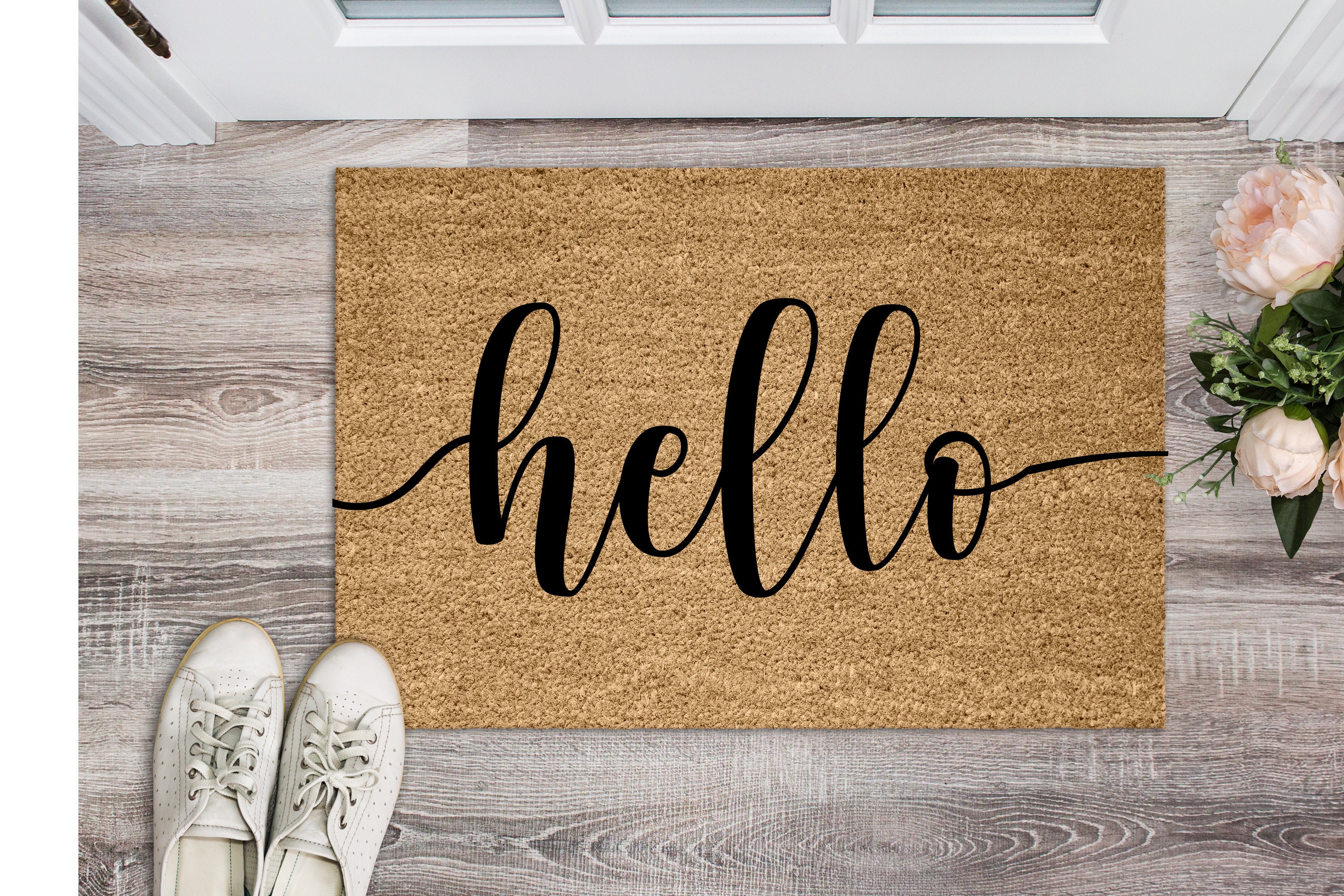 Hello Doormat Cursive Doormat Door Mat Custom Doormat Etsy UK