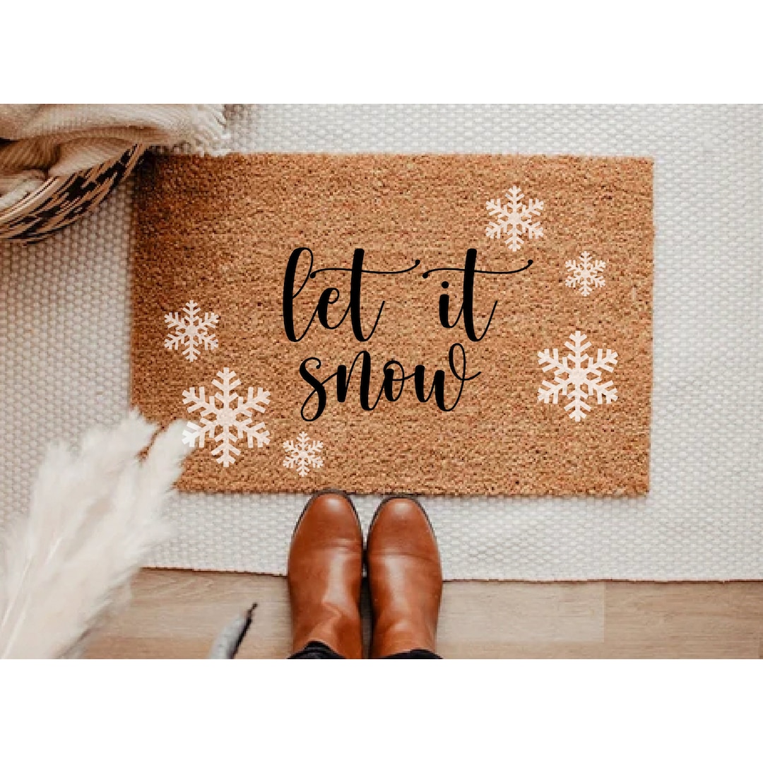 Let it snow Doormat Christmas Doormat Snowflakes Winter Etsy España