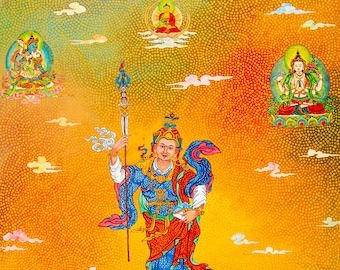 Guru Rinpoche by Karma Phuntsok, Padmasambhava with Mantra, Amitabha, Vajrasattva, and Chenrezig
