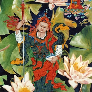 Lotus Born by Karma Phuntsok, Padmasambhava, Guru Rinpoche, Karma art, Tibetan Art, Buddhist art, Thangka Art, Guru Art, Tonka Art,Karma Art