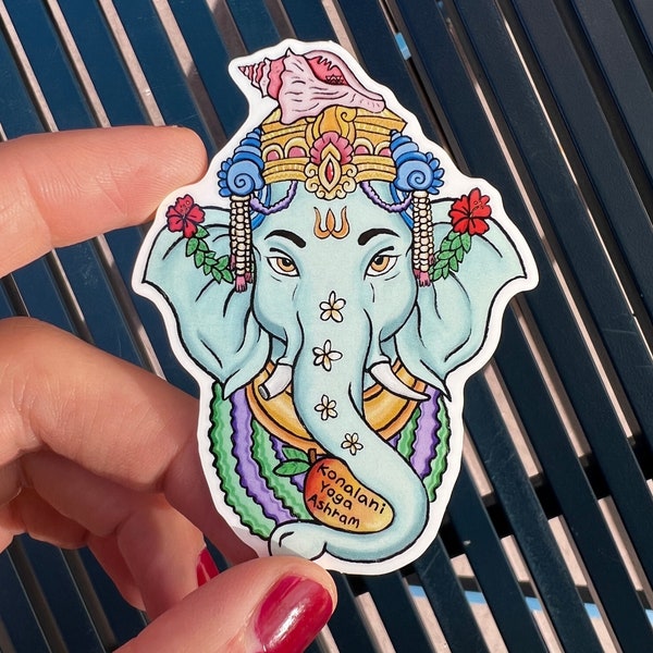 Aloha Ganesh Sticker, Ganesh Meditation Art, Hindu Sticker