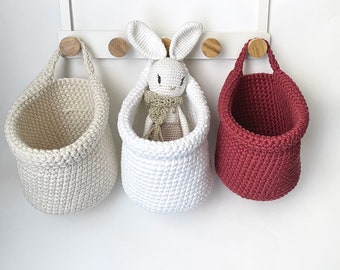 Hanging basket, crochet basket, basket, baby room basket, basket storage