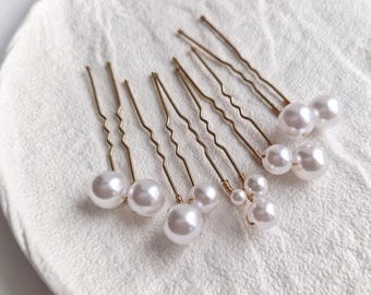 White pearl hair pins