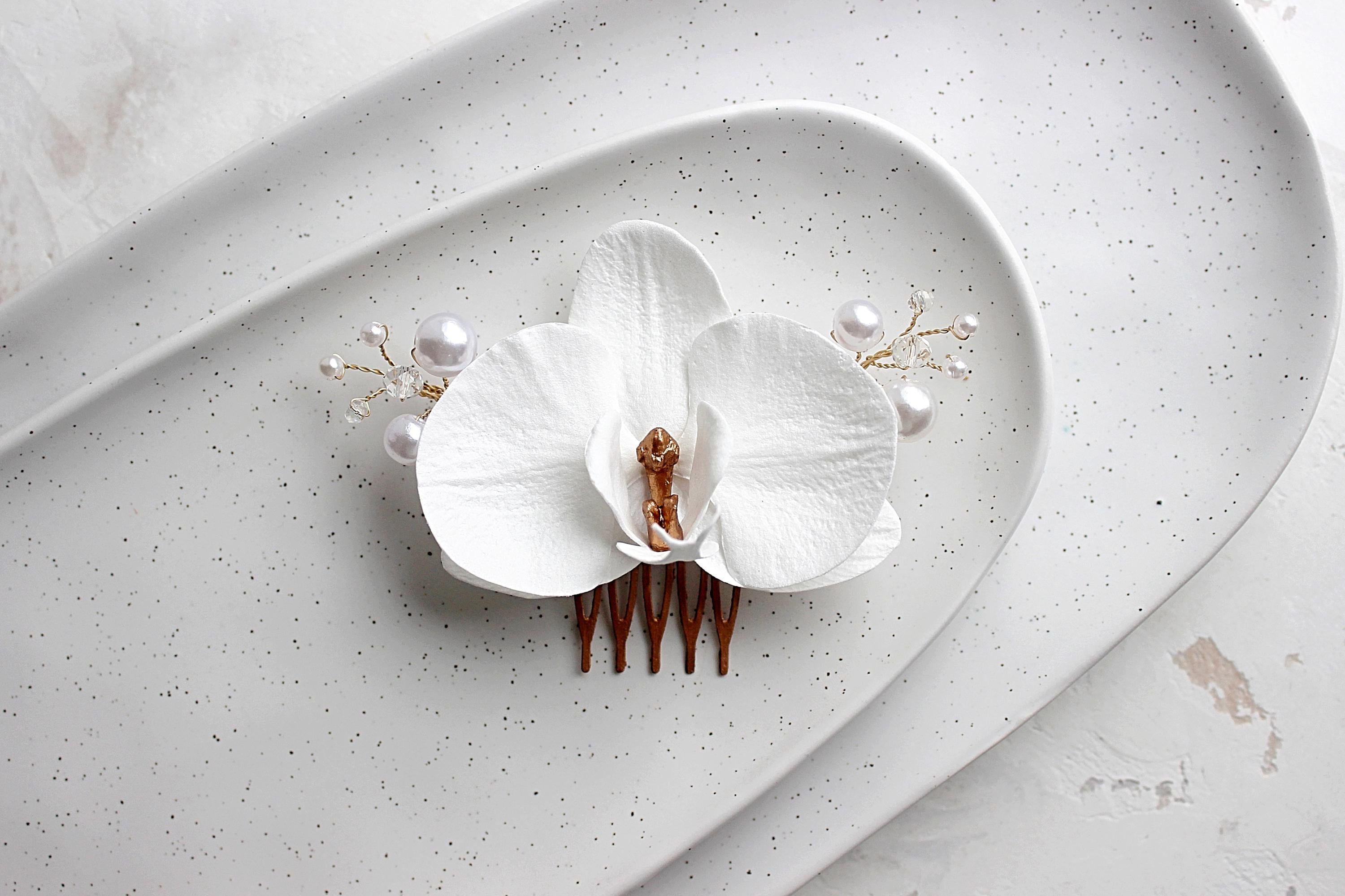 Fermaglio Per Capelli A Fiore Di Orchidea Hawaiana, Foam, Colori Bordeaux E Rosa, Confezione Singola