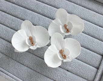 White Orchid hair pins