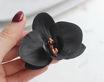 Black Orchid hair pins, Orchid hair clip