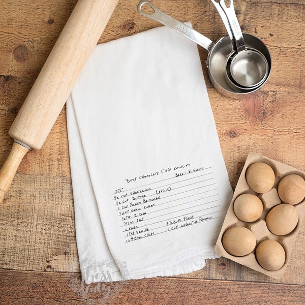 Handwritten Recipe Towel, Recipe Dishtowel, Mom's Recipe, Grandma's Recipe, Dad's Recipe, Flour Sack Towel, Mother's Day, Kitchen Gifts