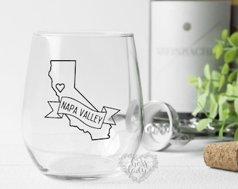 Napa Valley Wine Glass, Napa Valley, Napa Valley Map, Wine Glasses, Stemless Wine Glass, Wine Glass