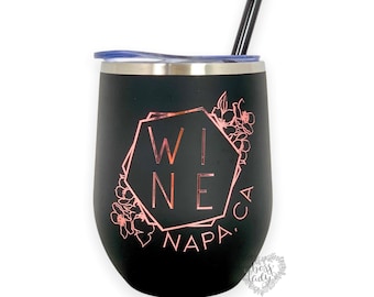 Wine Napa Valley Floral Tumbler, Custom Tumbler, Personalize Tumbler, Wine Tumbler, Napa