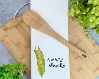 Awww Shucks, Corn, Kitchen Towel, Dish Towel, Flour Sack, Kitchen Decor, Housewarming gifts