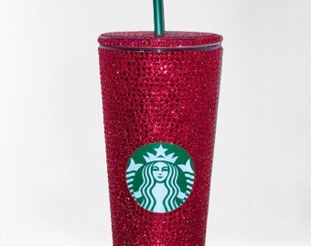 Starbucks Acrylic Diamond Cut Crystal Red Tumbler Cup, Custom Starbucks Cup, Tumbler, Bling, Starbucks Rhinestone Cup, Coffee, Gifts