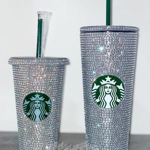 Starbucks Acrylic Diamond Cut Crystal Tumbler, Starbucks Cup, Tumbler, Coffee, Bedazzled Starbucks Rhinestone Tumbler | Sparkle in Style!