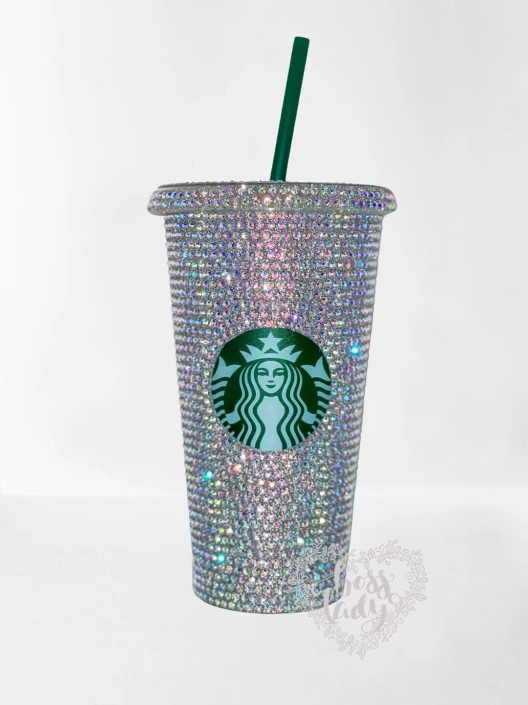 Starbucks Acrylic Tumbler with Red Diamond Cut Crystals