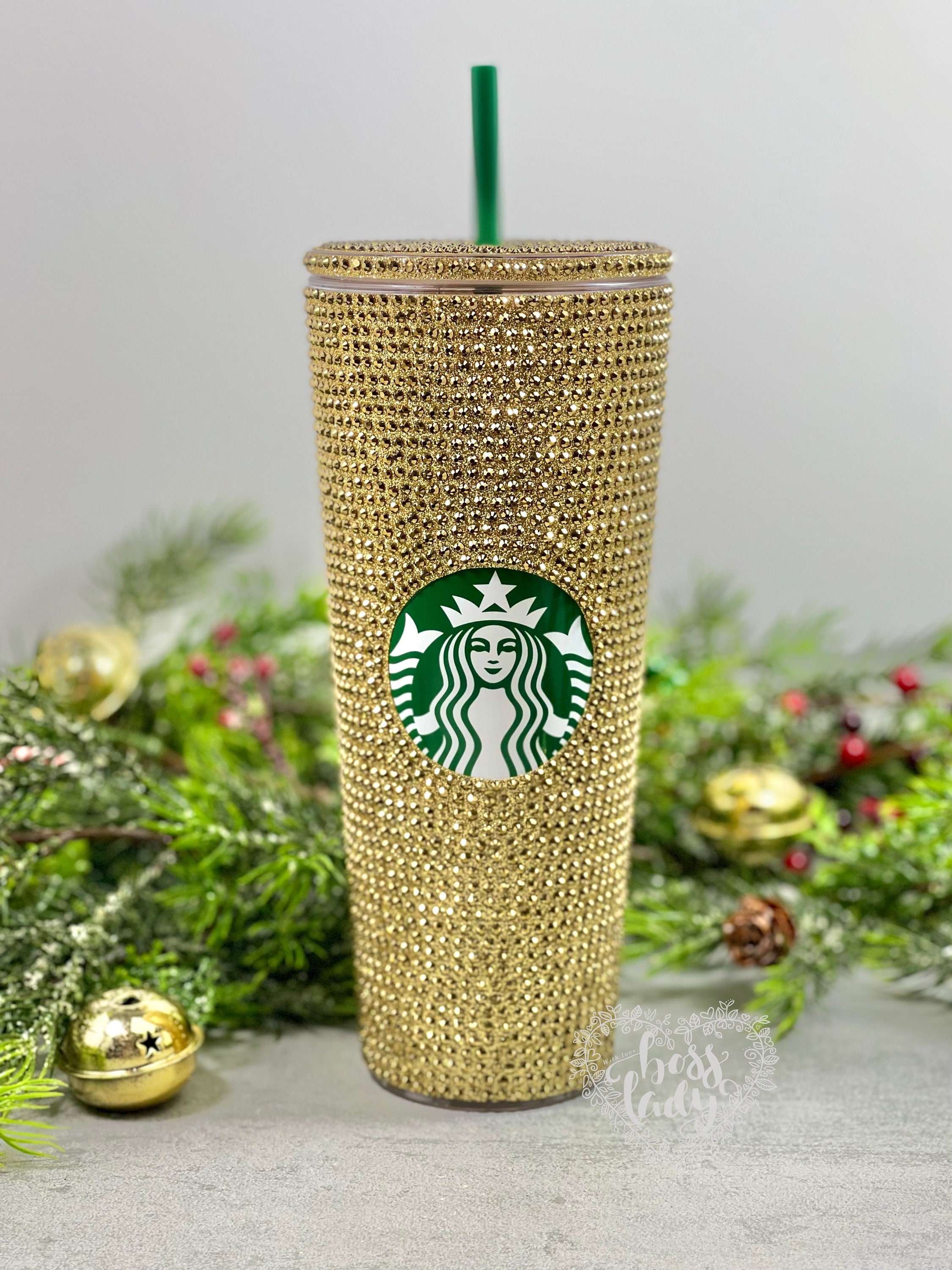 Starbucks Black Gold Glitter Studded Tumbler Cup