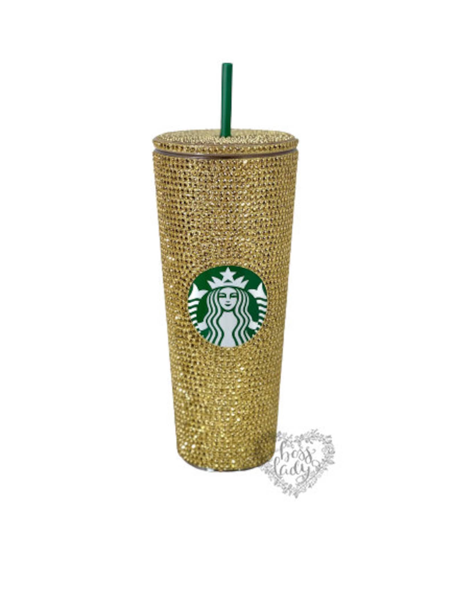 Starbucks Acrylic Diamond Cut Crystal Gold Tumbler Cup Custom Etsy