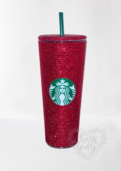 Starbucks Acrylic Diamond Cut Crystal Red Tumbler Cup, Custom