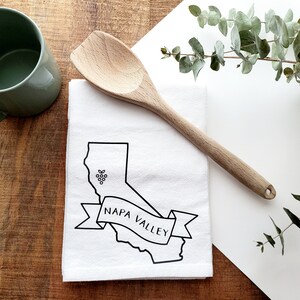 Napa Valley, Theedoek, Meelzak Handdoek, Keukenhanddoek, Napa Valley Kaart