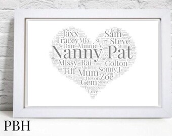 Gran Granny Personalised Word Art Birthday Mother's Day Gift Print Grandma 