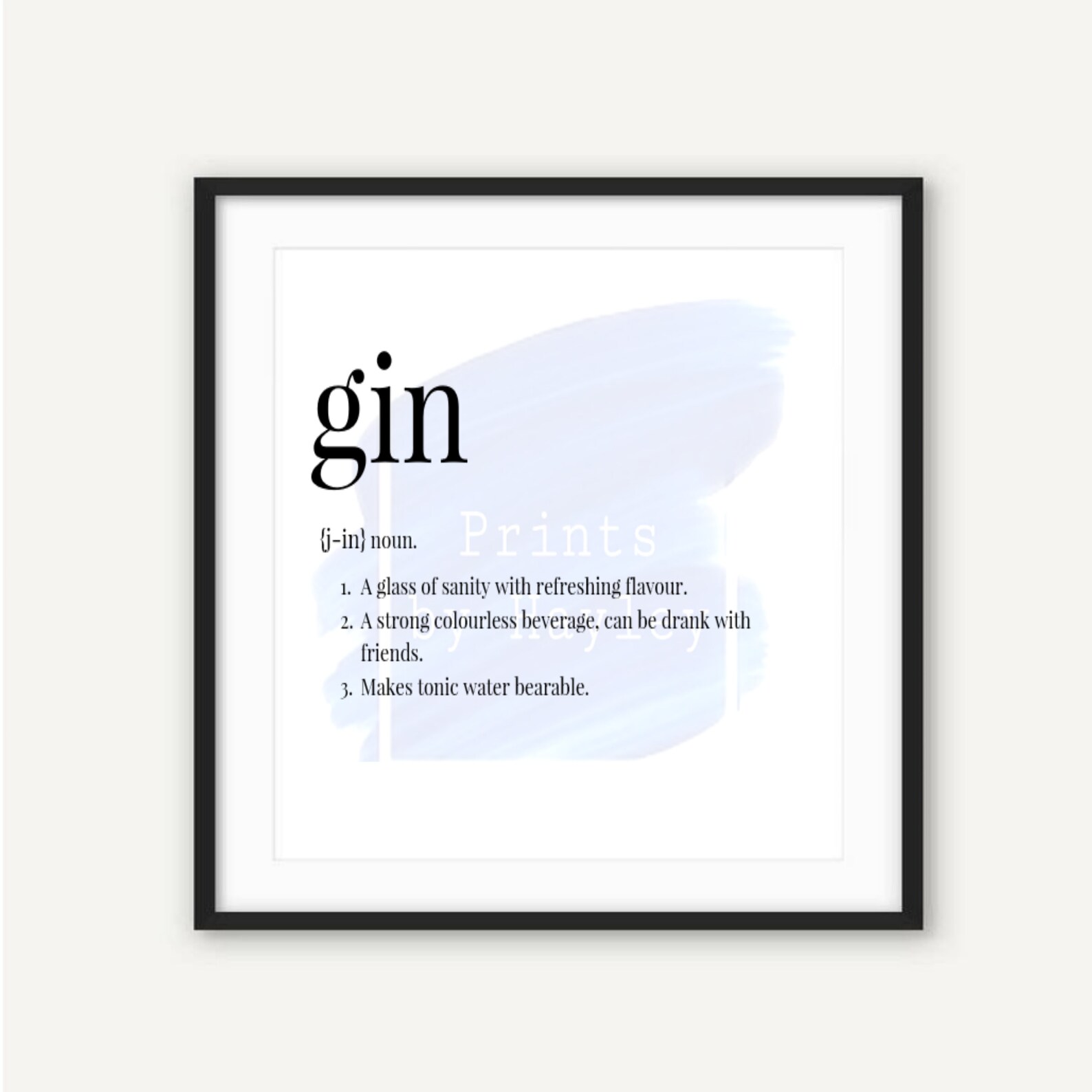 Personalised Gin Definition Print Any Colour Unframed Etsy