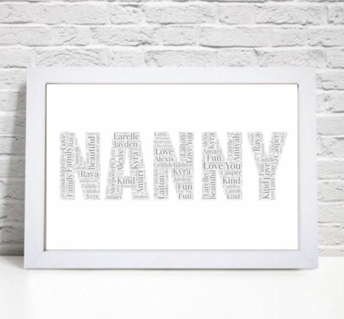 Personalised Nanny Word Art Gift  Etsy
