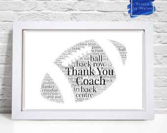 Personalised RUGBY Ball Word Art Print Dad Friend Family Gift Print ONLY