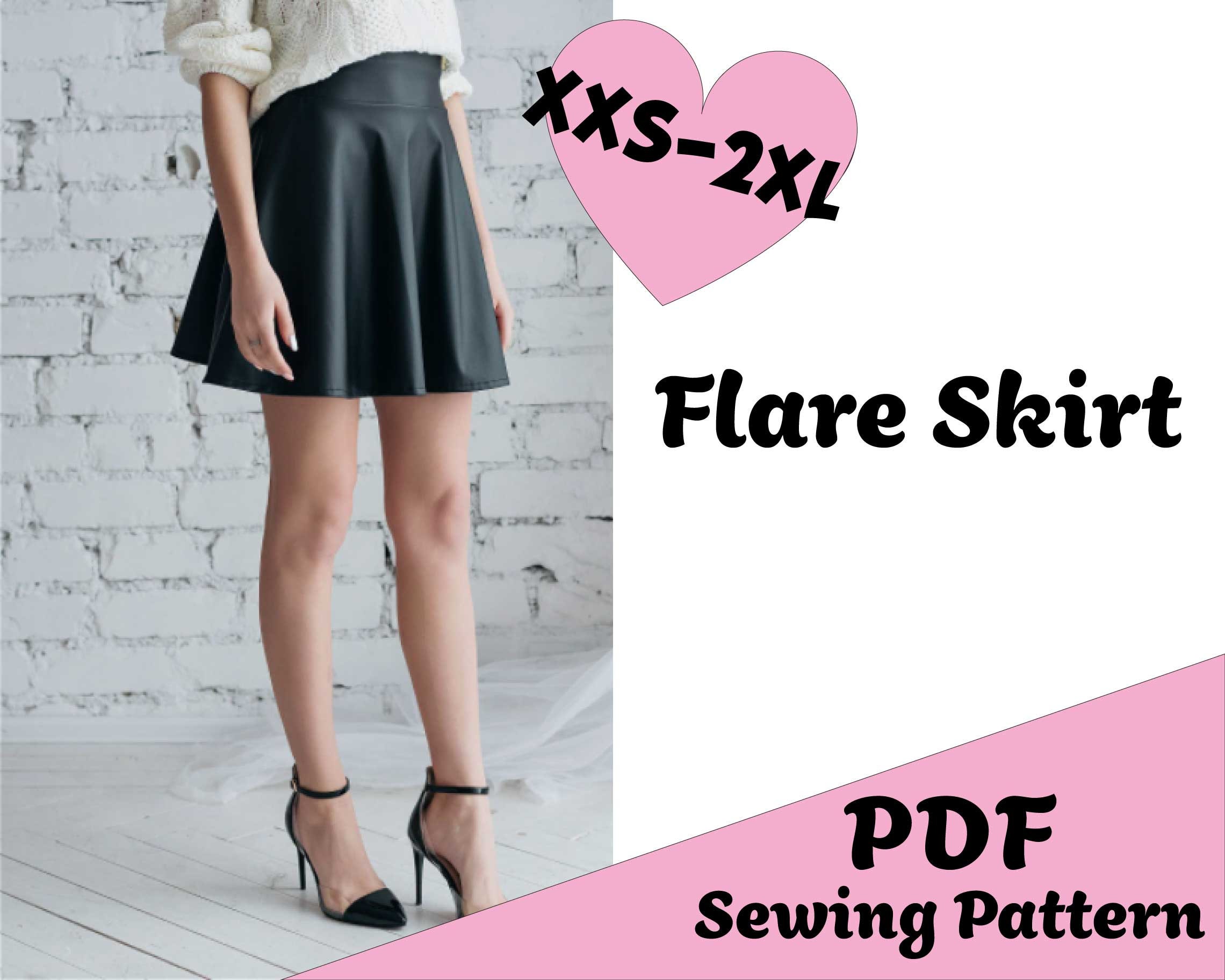 PDF Sewing Pattern Skater Skirt XXS2XL Women Aline Skirt High Etsy