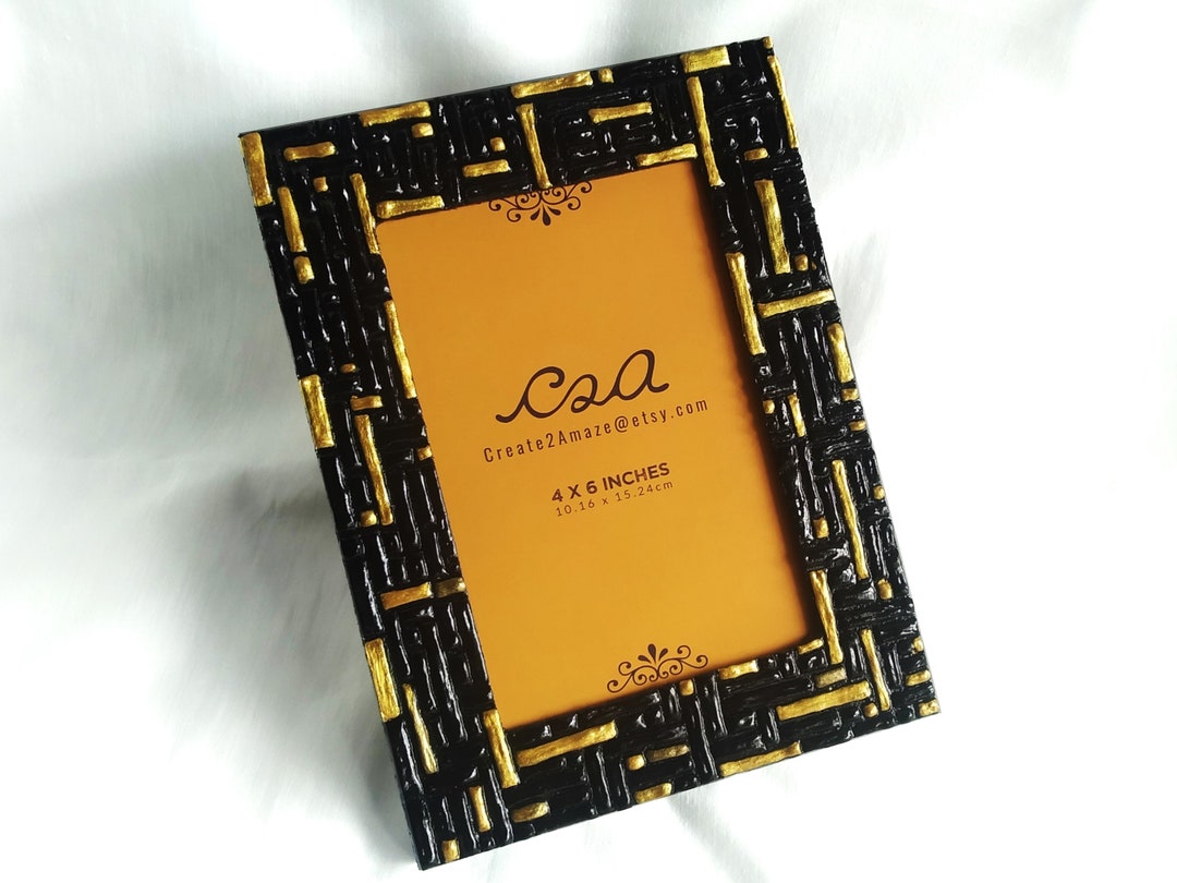 4x6 Frame, Picture Frame, Office Table Decor, Black and Gold Photo