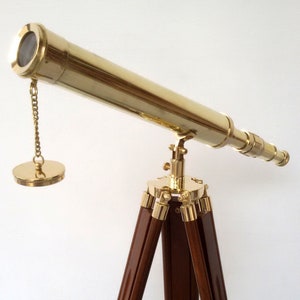 Details about   Marine Navy Brass Telescope With Table Top Wooden Tripod Nautical Spyglass Decor 