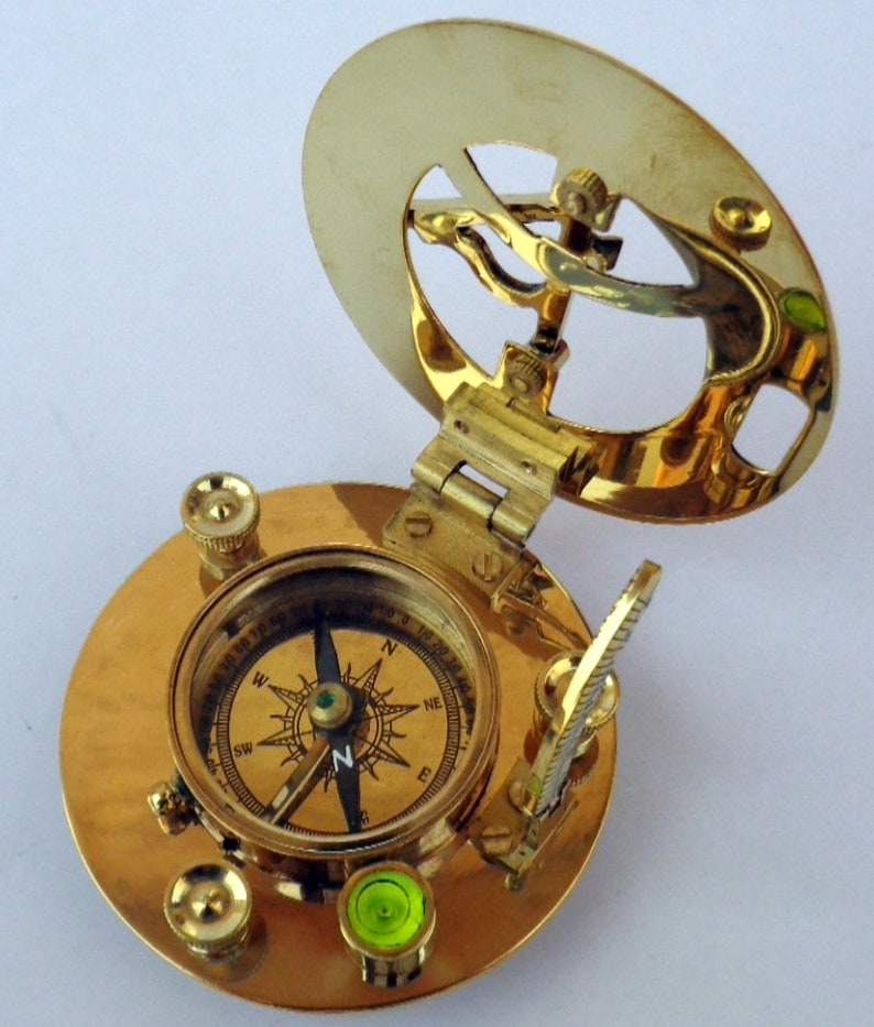 Nautical brass sundial navigation clock compass 3 inches with Etsy