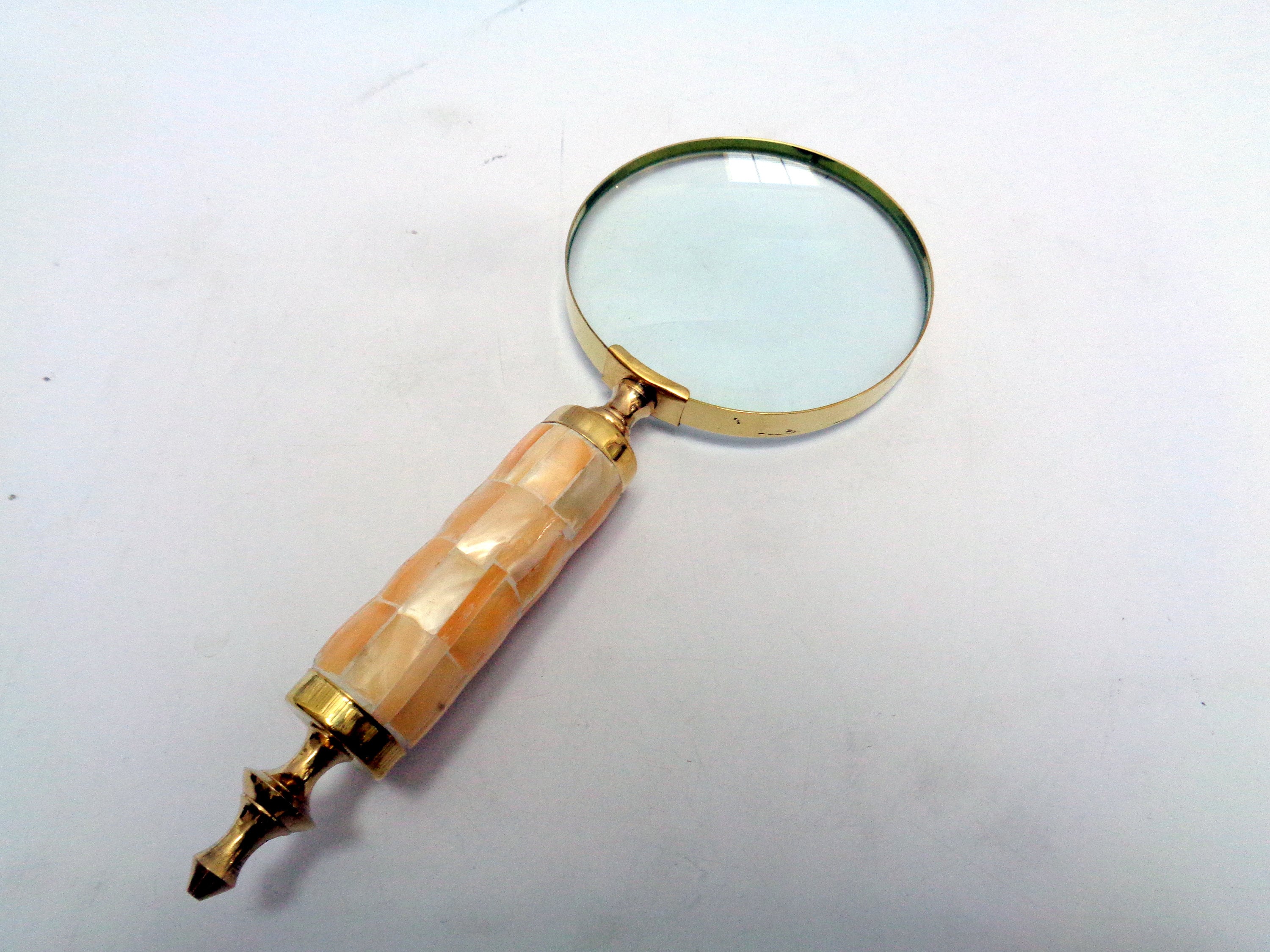 Antique Marine Navigation Brass Magnifying Glass Paper Weight Magnifier 2" Inch 
