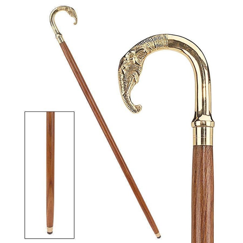 Maritime Nautical Walking Stick Vintage Telescope Handle Wooden Brown Cane Gift