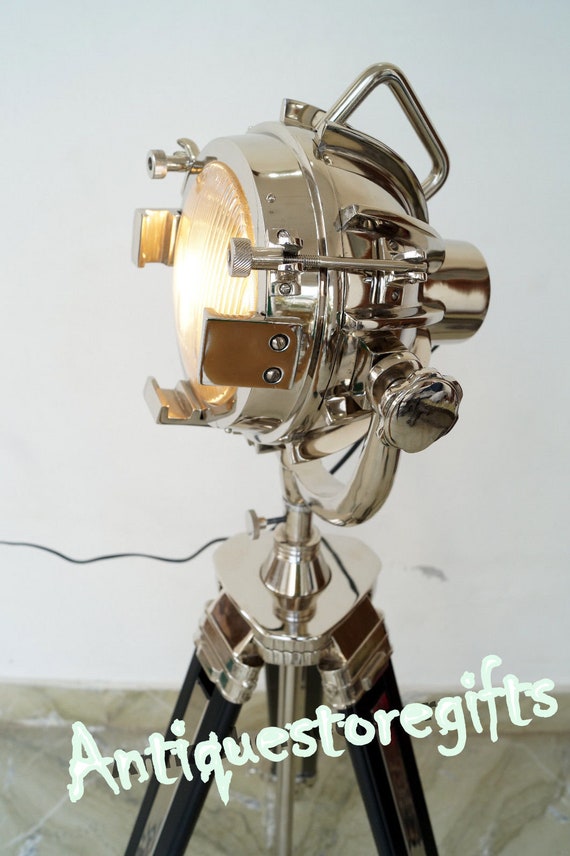 Hollywood Vintage ANTIQUE Floor Lamp Studio Spot Light E 27 Tripod Search light