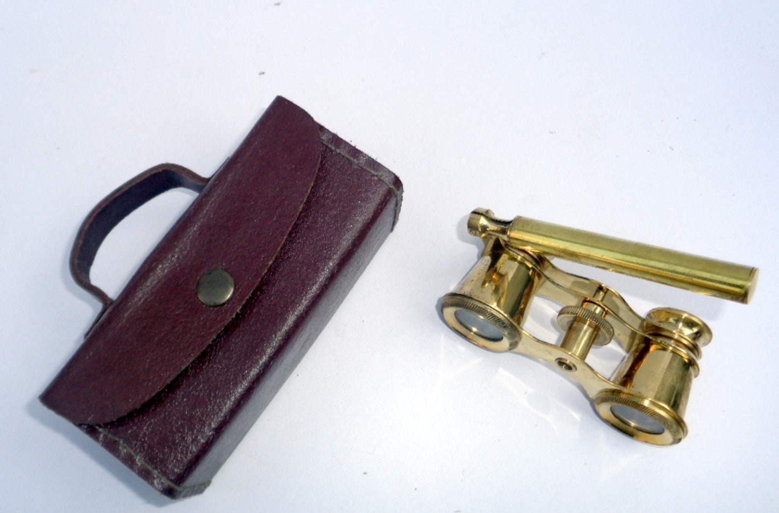 Antique Brass Binoculars With Leather Case Vintage Opera Glass Etsy