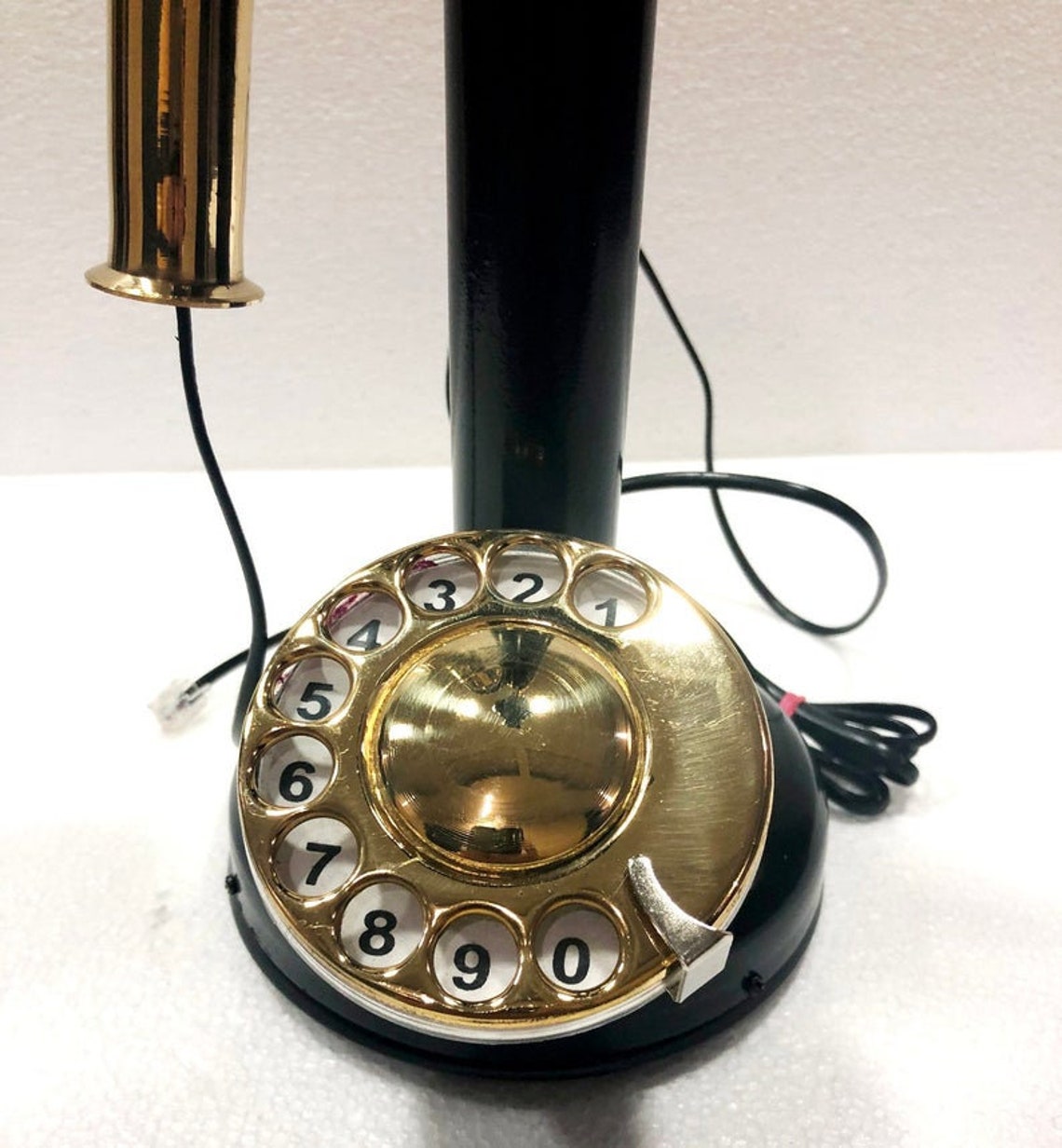 Vintage Antique Look Brass Candlestick Telephone Rotary Dial Etsy