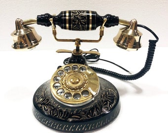 Beautiful Vintage Antique Nautical Solid Brass Rotary Dial Working Telephone