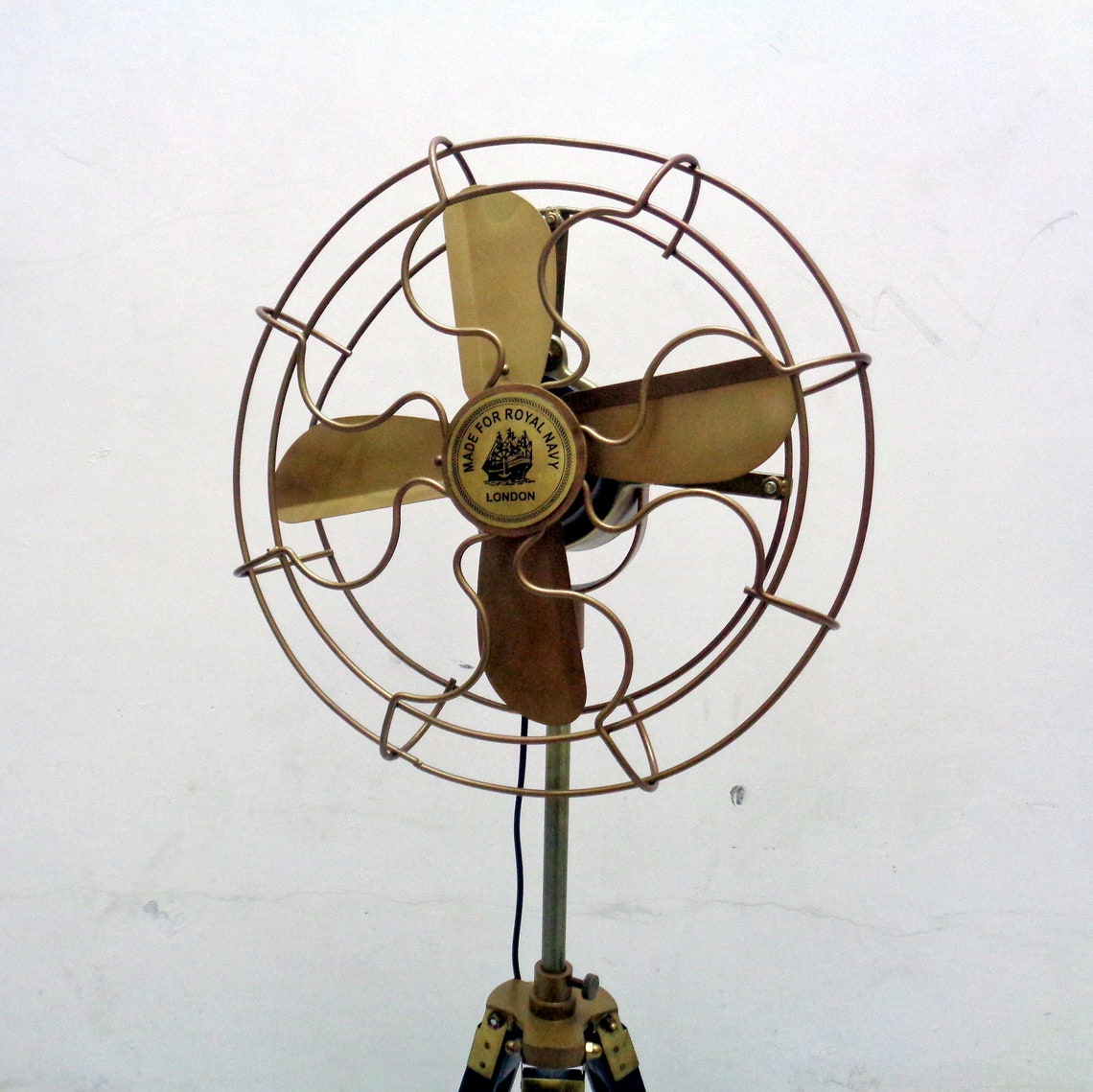 Vintage Style Fan Brass Floor Fan With Wooden Adjustable - Etsy