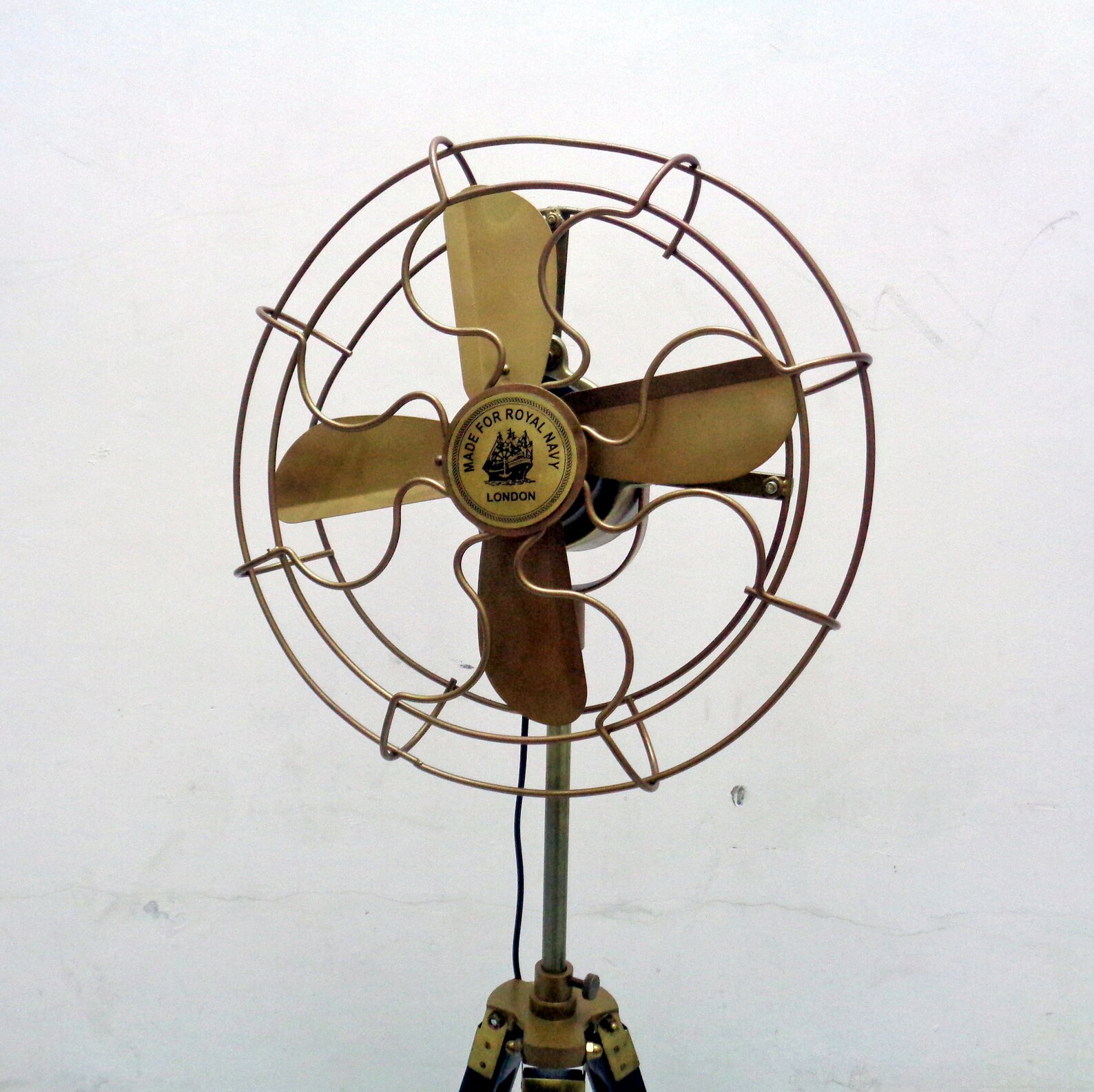 Vintage Style Fan Brass Floor Fan With Wooden Adjustable Etsy