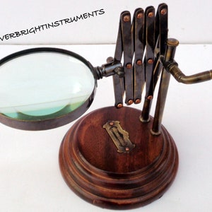 Collectibles antique vintage desktop magnifying chainner table top office decor