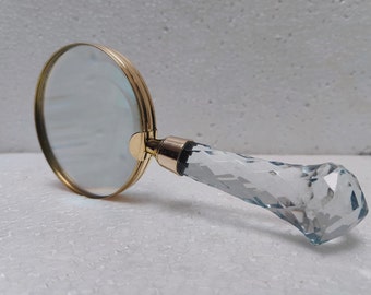 Antique Replica Style Beautiful Skillfully Glass Made Handle Magnifying Glass Home Decor