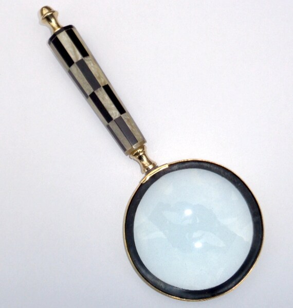 Magnifying Glass Brass Bone Handle Reading Glass Desk Magnifier Handheld 10/"